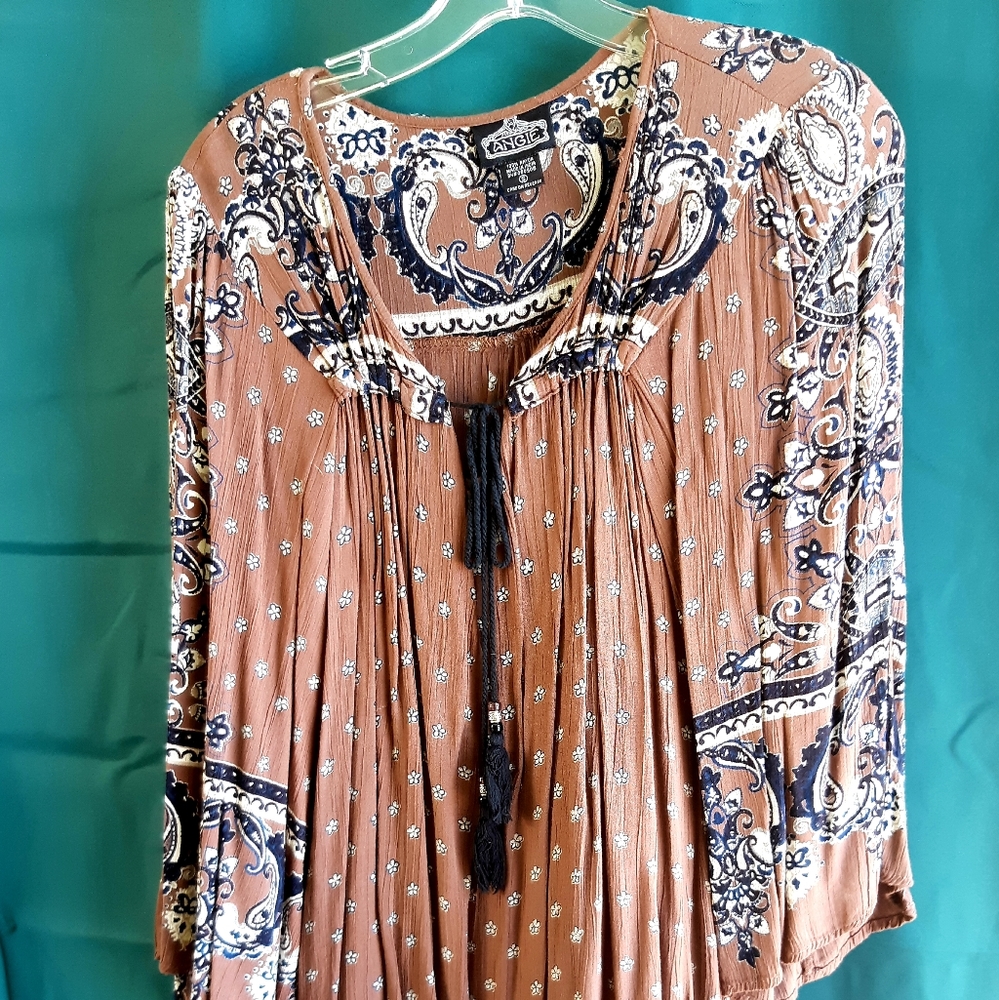 Brown Boho Loose Fitting Blouse